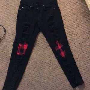 Buffalo check black jean